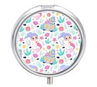 Pastillero Con Espejo Concha De Estrella De Mar De Sirena Pastillero 3 Rejillas Portátil Redondo A De Humedad Distribuidor De Metal Caja De Almacenamiento Regalo Único