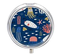 Pastillero Con Espejo Dibujos Animados De Y Estrella De Mar Pastillero 3 Rejillas Portátil Redondo A De Humedad Distribuidor De Metal Caja De Almacenamiento Regalo Único