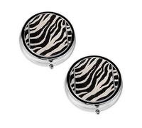 Pastillero con estampado animal de cebra, 3 compartimentos, portátil, para bolsillo o bolso, organizador de píldoras decorativo de metal, organizador de vitaminas, regalo único