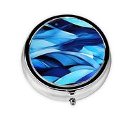 Pastillero con estampado azul abstracto, mini pastillero redondo, pastillero portátil, organizador de medicamentos de viaje