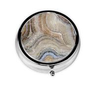 Pastillero con estampado azul pálido de piedra ónix, estuche para medicamentos con 3 compartimentos, organizador portátil