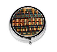 Pastillero con estampado clásico africano, mini pastillero redondo, pastillero portátil, organizador de medicamentos de viaje