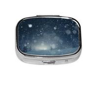 Pastillero con estampado de copos de nieve borrosos, organizador compacto con diseño de impresión completa para viajes y uso diario