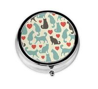 Pastillero con estampado de gatito Happy Walking Kitty, mini pastillero redondo, pastillero portátil, organizador de medicamentos de viaje