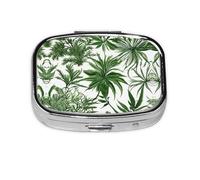 Pastillero con estampado de hierbas florecientes y plantas herbáceas, 2 compartimentos grandes a prueba de humedad, organizador portátil para viajes