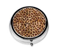 Pastillero con estampado de leopardo y textura rústica, organizador portátil de 3 compartimentos.