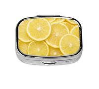 Pastillero con estampado de limón amarillo, 2 compartimentos, organizador portátil