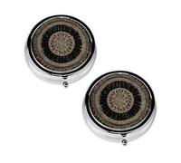 Pastillero con estampado de mandala, 3 compartimentos, portátil, para bolsillo o bolso, organizador de píldoras decorativo de metal, organizador de vitaminas, regalo único