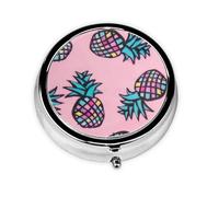 Pastillero con estampado de piña de color, mini pastillero redondo, pastillero portátil, organizador de medicamentos de viaje