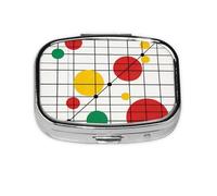 Pastillero con estampado de puntos de colores, organizador de pastillas compacto con diseño de impresión completa para viajes y uso diario