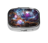 Pastillero con estampado espacial Universe Galaxy Space con 2 compartimentos grandes a prueba de humedad, organizador portátil para viajes