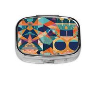 Pastillero con estampado geométrico abstracto, 2 compartimentos grandes a prueba de humedad, organizador portátil para viajes
