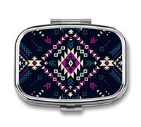 Pastillero con estampado geométrico, bonito pastillero diario, organizador de pastillas, 2 compartimentos