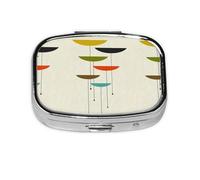 Pastillero con estampado moderno de mediados de siglo, pastillero de viaje, mini pastillero cuadrado, pastillero de 2 compartimentos