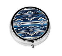 Pastillero con estampado tribal maorí polinesio azul, mini pastillero redondo, pastillero portátil, organizador de medicamentos de viaje