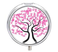 Pastillero con forma de árbol rosa lindo pastillero diario organizador de pastillas 2 compartimentos