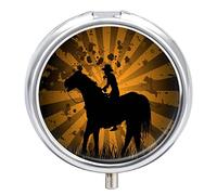 Pastillero con forma de caballo y puesta de sol, bonito pastillero diario, organizador de pastillas, 2 compartimentos
