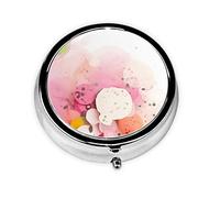 Pastillero con fragmento de color y pastillero redondo, 3 compartimentos, para bolso o bolsillo, pastillero portátil de viaje