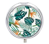 Pastillero con hojas verdes, bonito pastillero diario, organizador de pastillas, 2 compartimentos