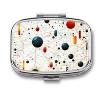 Pastillero con impresión física, organizador de medicamentos de 2 compartimentos, portátil, cuadrado, para bolsillo, pastillero de viaje para bolso