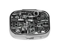 Pastillero con impresión retro Cool Camera Collection, 2 compartimentos grandes a prueba de humedad, organizador portátil para viajes