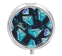 Pastillero con patrón de brillo de diamantes, bonito pastillero diario, organizador de pastillas, 2 compartimentos