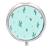 Pastillero con patrón de cactus lindo y organizador de pastillas diario 2 compartimentos