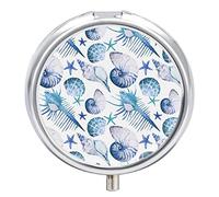 Pastillero con patrón de concha de estrella de mar, lindo pastillero diario organizador de pastillas 2 compartimentos