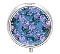 Pastillero con patrón de flores y hojas, 2 compartimentos, portátil, pastillero de viaje
