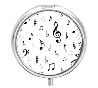 Pastillero con patrón de notas musicales, bonito pastillero diario, organizador de pastillas, 2 compartimentos