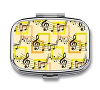 Pastillero con patrón de notas musicales, bonito pastillero diario, organizador de pastillas, 2 compartimentos