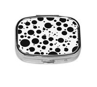 Pastillero con patrón de puntos grandes en blanco y negro, organizador de pastilleros de viaje, caja de medicina cuadrada pequeña para bolso y regalos de bolsillo