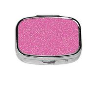 Pastillero con patrón de purpurina rosa brillante, pastillero de viaje, organizador de píldoras cuadrado pequeño para bolso y regalos de bolsillo