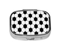 Pastillero con patrón de textura de balón de fútbol, organizador de píldoras de viaje, caja de medicina cuadrada pequeña para bolso y regalos de bolsillo