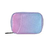 Pastillero con purpurina rosa y azul para 7 días, pequeño pastillero con cremallera, kit de medicamentos de viaje semanal