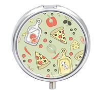 Pastillero con tema de comida sabrosa, pastillero de viaje personalizado, pastillero redondo, caja organizadora de vitaminas de Metal decorativa