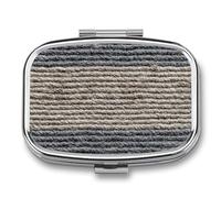 Pastillero con textura de alfombra de lana gris, 2 compartimentos, portátil, organizador de pastillas de viaje para bolso de bolsillo