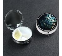 Pastillero con ventana de vidrio curvo en espiral, 3 compartimentos, organizador de pastillas de viaje portátil para bolsillo o bolso, caja redonda decorativa para medicinas, contenedor de vitaminas