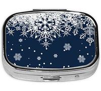 Pastillero, copo de nieve azul impreso, pastillero cuadrado para bolsillo o monedero, pastillero pequeño, organizador de pastillas de viaje