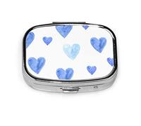 Pastillero corazón azul elegante pastillero romántico para bolsillo o monedero lindo pequeño contenedor de pastillas organizador de pastillas de viaje