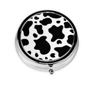 Pastillero CowMeta blanco y negro con 3 compartimentos, organizador portátil