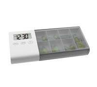 Pastillero Cronometrado, Pastillero Semanal, Caja de Almacenamiento de Medicamentos de 7 Compartimentos, Recordatorio Inteligente, con Pantalla Digital Carga USB (Gris)