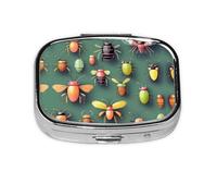 Pastillero cuadrado Atlas de insectos, pastillero de viaje, se puede poner en la cartera o bolsillo para almacenar una variedad de objetos pequeños