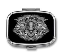 Pastillero Cuadrado Black Lion Pastillero Con 2 Compartimentos Con Espejo, Dispensador De Metal Portátil A De Humedad, Caja De Almacenamiento