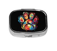 Pastillero cuadrado colorido de patas, mini pastillero de metal para bolso, pequeño y lindo organizador de píldoras de medicina de 2 compartimentos, soporte portátil para medicinas diarias y vitaminas