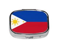 Pastillero cuadrado con bandera de Filipinas, organizador de viaje, contenedor de medicamentos semanal compacto con para organización diaria de píldoras