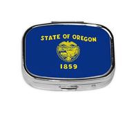 Pastillero cuadrado con bandera del estado de Oregon, organizador de viaje, contenedor compacto semanal para medicamentos para organización diaria de píldoras