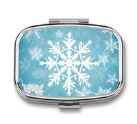 Pastillero cuadrado con diseño de copo de nieve de invierno, portátil, organizador de vitaminas para medicina, bolsillo