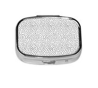 Pastillero cuadrado con estampado de puntos blancos y negros, pastillero de 2 compartimentos, pastillero portátil para viajes en casa