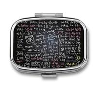 Pastillero cuadrado con fórmula matemática, portátil, organizador de vitaminas para bolsillo